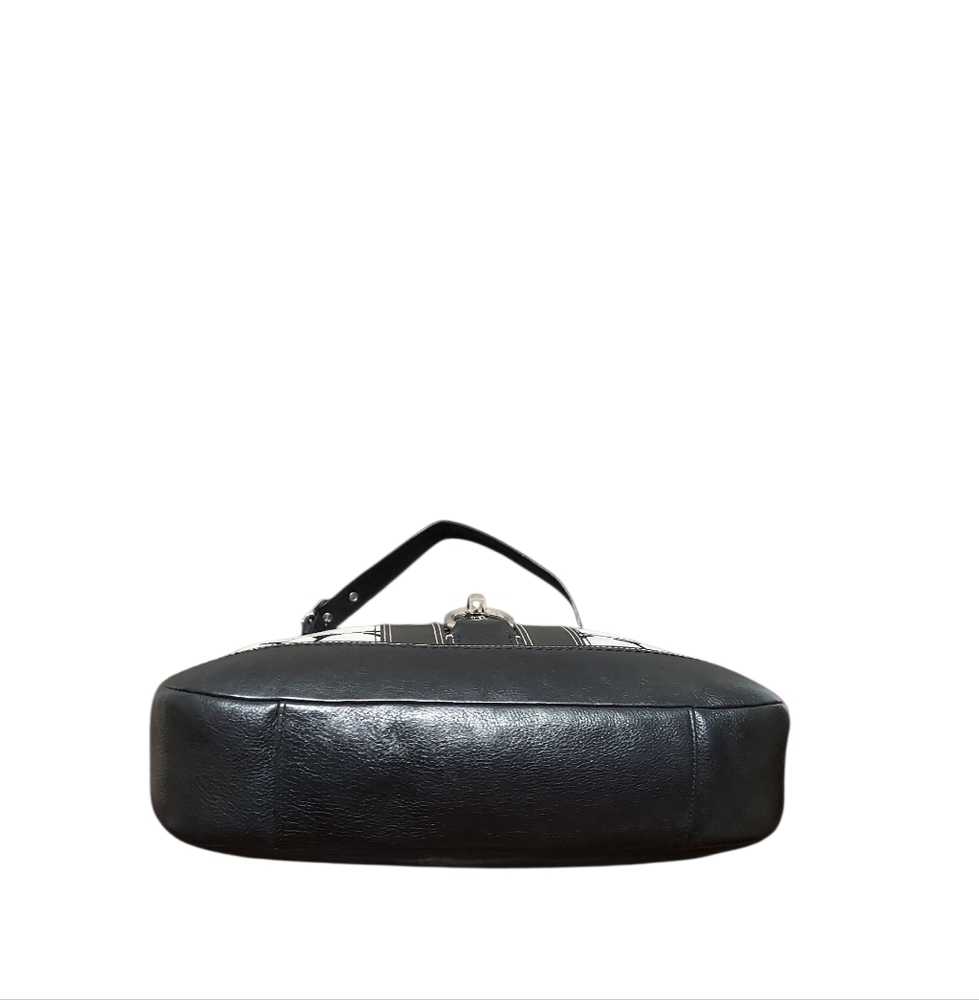 Coach Y2K Hampton Jacquard & Leather Zip Shoulder Bag EUC - Picture 7 of 13